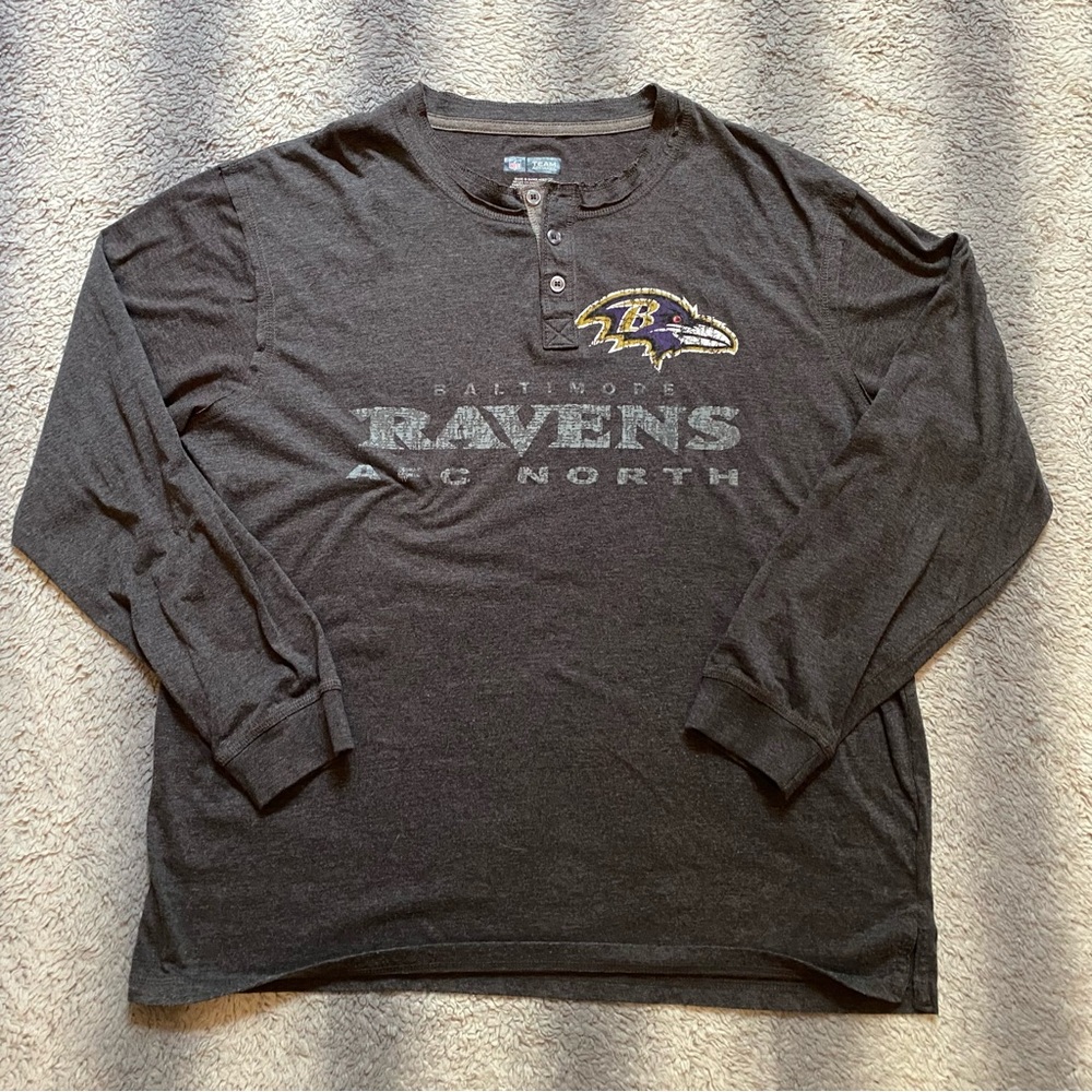🏈 NFL Baltimore Ravens Long Sleeve Tee Shirt Men’s XL  Grey Purple AFC North